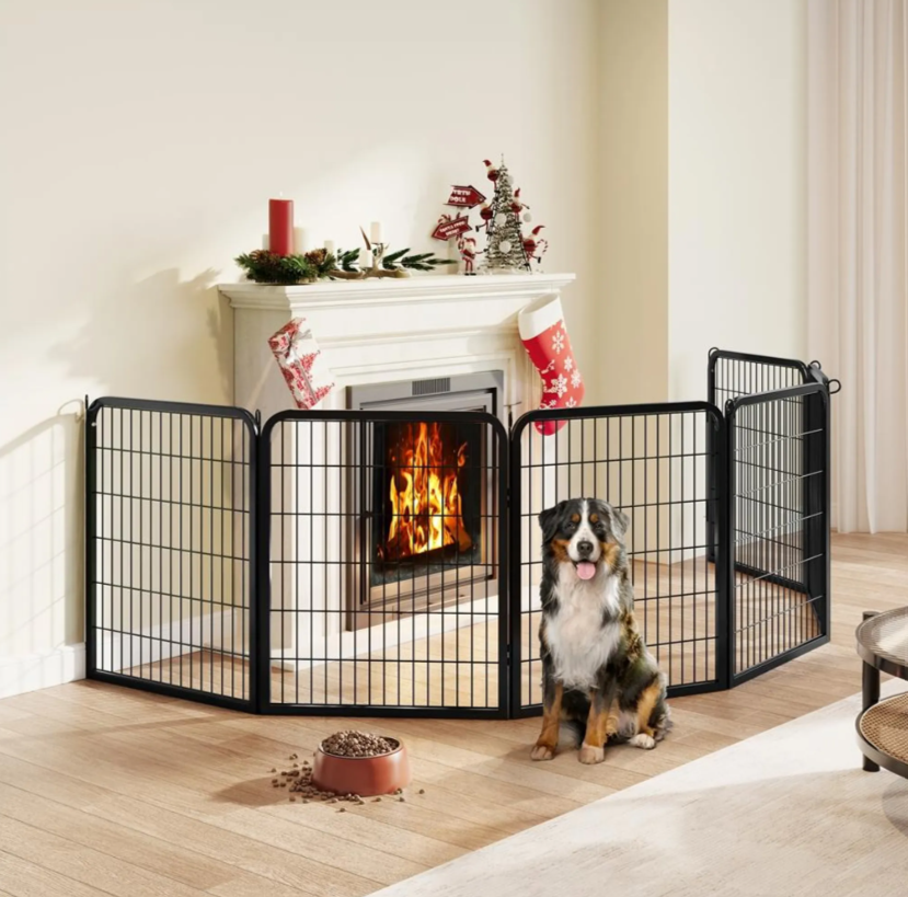 Yaheetech Puppyren 8-delig 200 x 68 x 80 cm - Zwart - Opvouwbare Hondenren - Met Deur en Draagtas