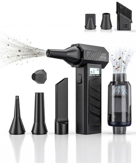 Air duster 130.000 RPM - met Handstofzuiger - Kruimeldief Snoerloos - Auto Stofzuiger - Turbo Fan - Perslucht computer - Luchtblazer op accu