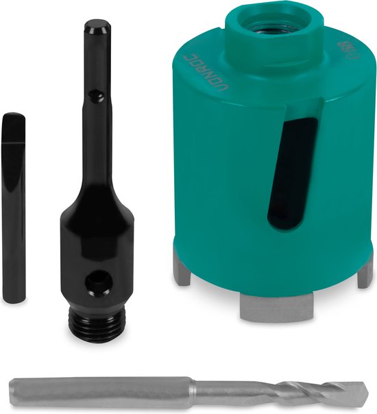 VONROC Diamant dozenboor SDS-Plus – 68mm - Universeel – Incl. diamantboor, centreerboor, uitdrijfpen en SDS-plus adapter