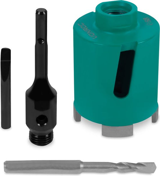 VONROC Diamant dozenboor SDS-Plus – 68mm - Universeel – Incl. diamantboor, centreerboor, uitdrijfpen en SDS-plus adapter