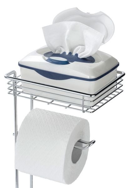 Staande Toiletrolhouder Chroom - Met Legplank en Reserverolhouder