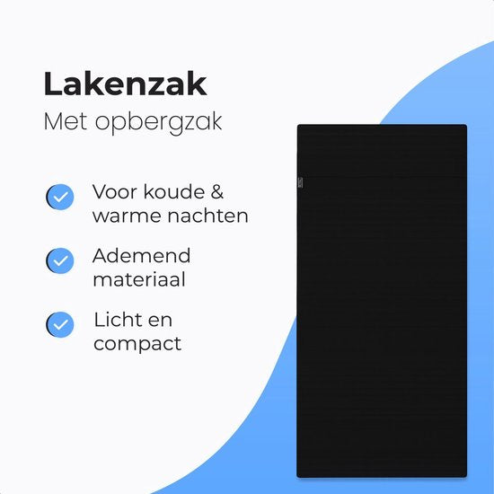Lakenzak met opbergzak - 200x80cm - Lichtgewicht - Zomer - Slaapzakken voor volwassen - Katoen - Slaapzak - Luft