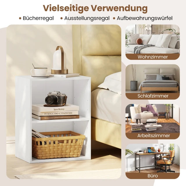Coast Boekenkast Wit – Open 2-Laags Opbergrek met Verstelbare Plank – 42 x 29,5 x 53,5 cm