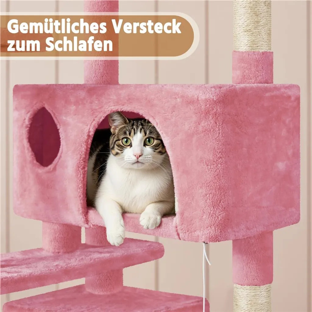 Yaheetech Kattenboom - 158 cm - Krabpaal - Roze