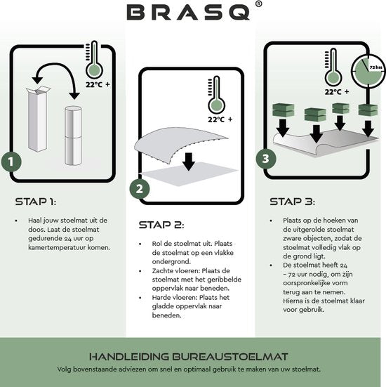 BRASQ Bureaustoelmat CM200 - Transparant - 120x150 cm - Hoogwaardig PVC - Vloerbeschermer voor Harde Vloeren