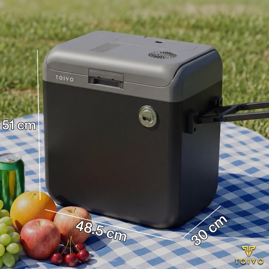 Toivo Elektrische Koelbox - 40 Liter - 12V en 230 volt - Auto - Camping Koelkast - Koelen en Verwarmen - Frigobox - Zwart