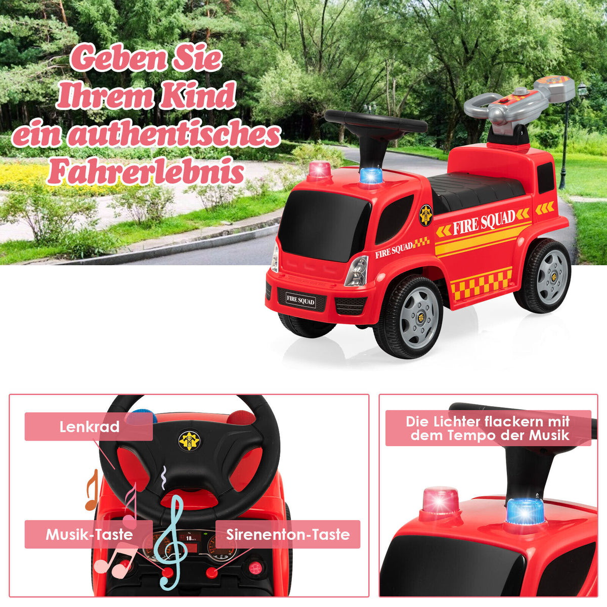 Coast Children's Fire Motor met zeepbelpistool voor kinderen van 18-36 maanden rood