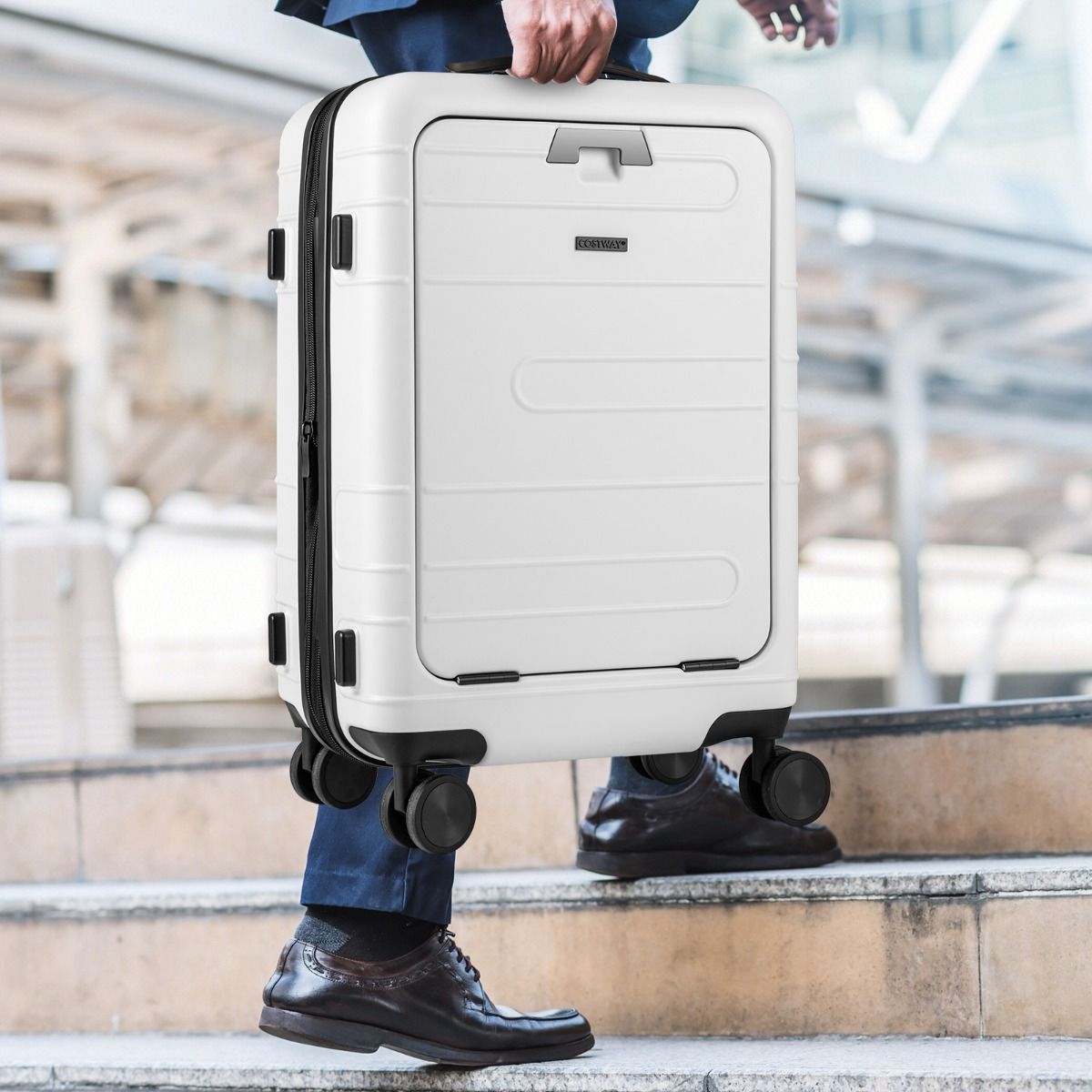 Coast Reiskoffer - Uitbreidbaar - Met TSA-slot en oplaadaansluiting - Wit 20 inch