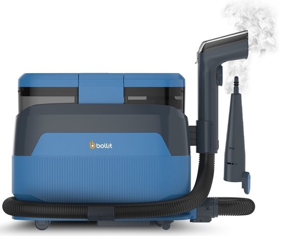 BOLLIT 5-in-1 Tapijtreiniger PRO 1650W - Stoomreiniger en Vlekkenreiniger - 100° Stoom - Bankreiniger - Meubelreiniger - Handstomer - Matrasreiniger - Zetelreiniger - Reiniger voor auto, bank, vloer, en tapijt