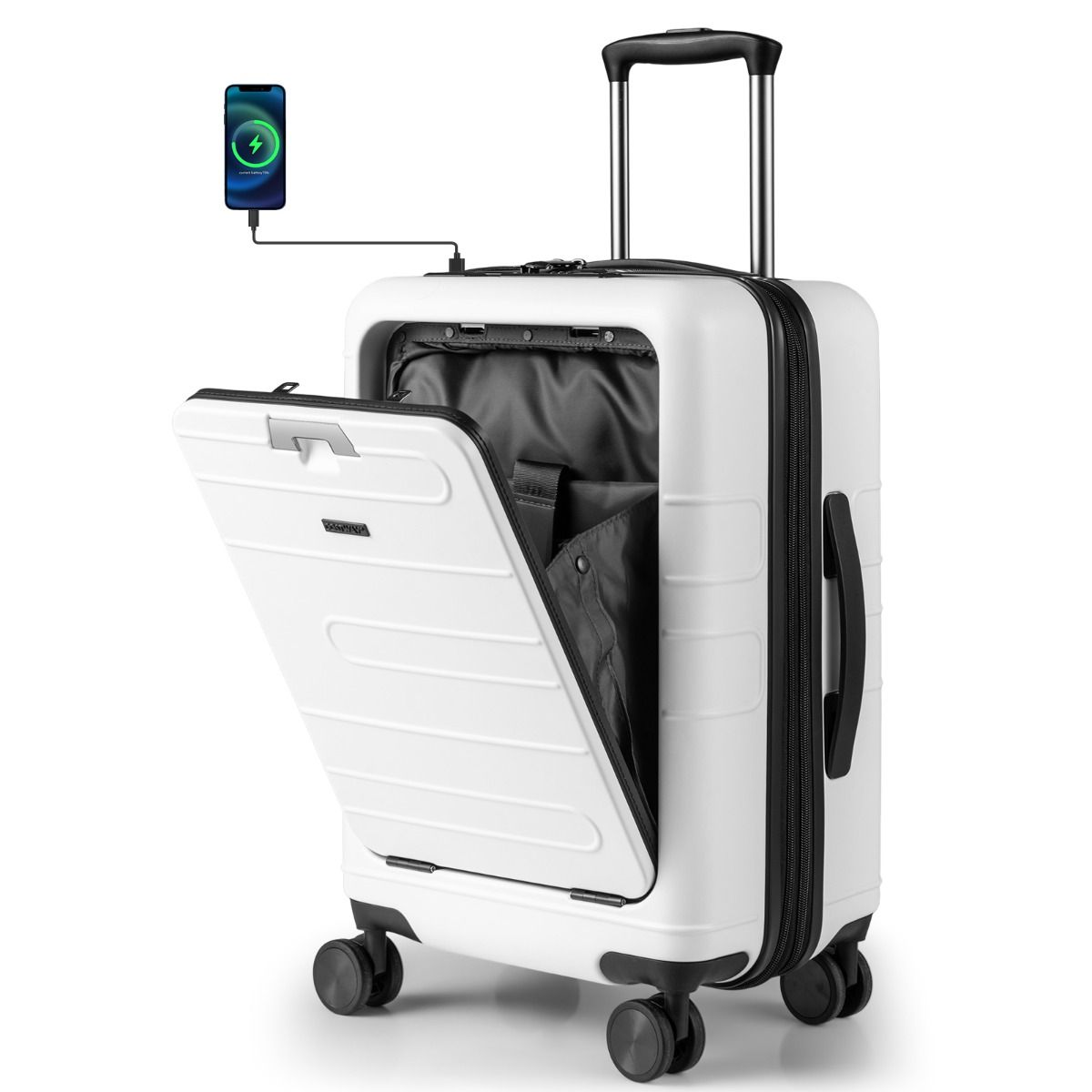 Coast Reiskoffer - Uitbreidbaar - Met TSA-slot en oplaadaansluiting - Wit 20 inch