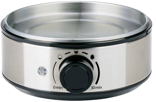 alpina Eierkoker Electrisch 400W – Ei Koker met Timer voor 7 Eieren – Eier Koker met Maatbeker en Prikker – RVS Materiaal met Afneembaar Eierrek – Transparant Deksel