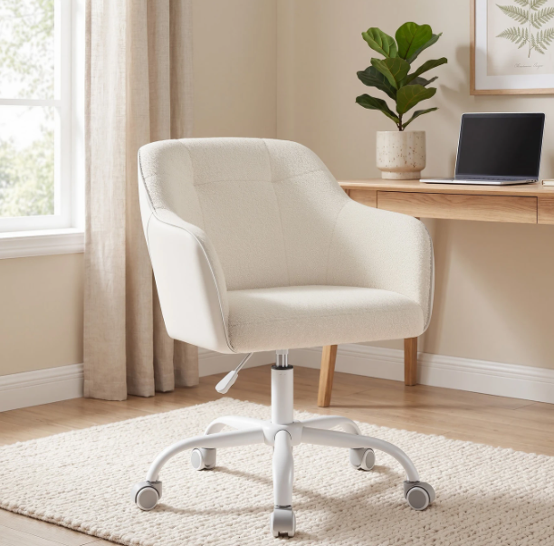 Ochama Bureaustoel Sherpa Stof - Cappuccino Beige - Verstelbare Hoogte 78-88 cm