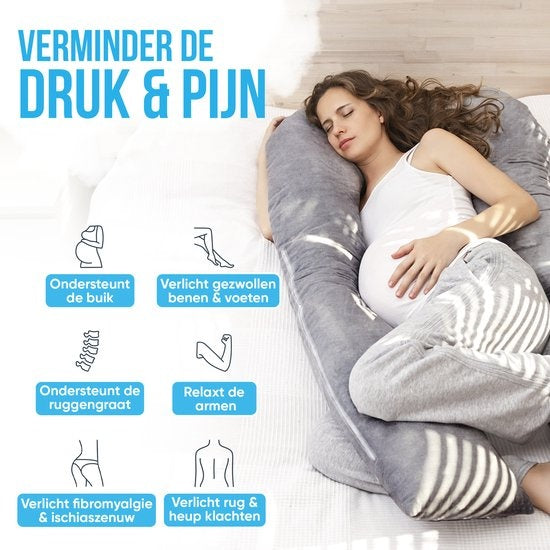 Avalo Zwangerschapskussen 5XL - 330CM - Afneembare Hoes - Zijslaapkussen / Body Pillow / Lichaamskussen / Voedingskussen