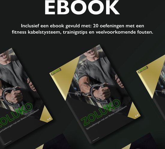 Zoluko Home Fitness Kabelsysteem 23-delige set - Incl. E-book - Krachtstation voor Thuis Sporten - Incl. Triceps Touw, Biceps Stang en Handgrepen - 100kg Draagkracht - Eenvoudige Bevestiging - Krachttraining - Lat Pulley - Home Gym - Zwart/Zilver