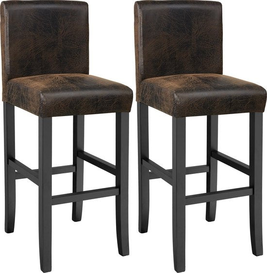 tectake - 2 Barkrukken van imitatieleer oud bruin - 403584