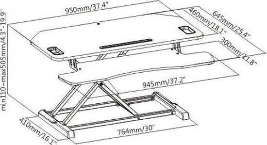 Bureau verhoger zit sta werkplek - ergonomisch hoogte verstelbaar bureau - 95 cm breed