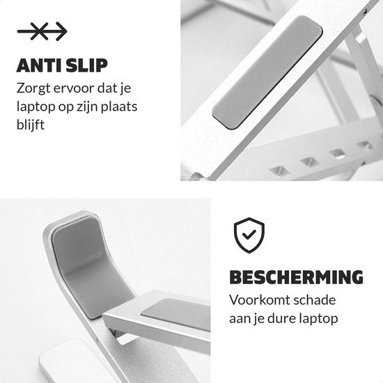 LURK® laptop standaard Opvouwbaar – Ergonomische Laptophouder – Hoogte verstelbaar – Notebook/boek/tablet – Aluminium – 11 t/m 17 inch