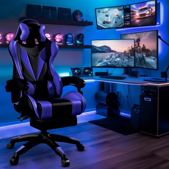 Bayt Gamestoel - Gaming chair - Gamingstoel - Comfort gamer stoel - Zwart en Donkerblauw