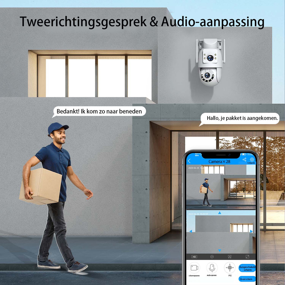 JOOAN beveiligingscamera voor buiten HD 2K - dubbele lens - dual-band wifi 5 GHz 2,4 GHz