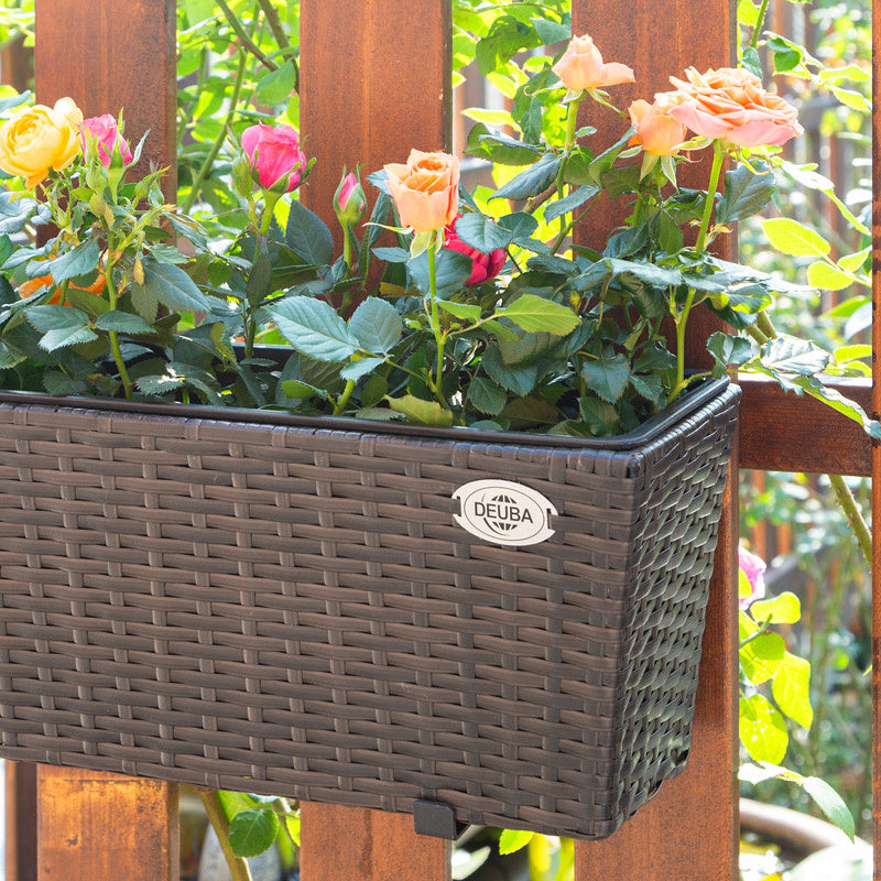 Casaria Polyrattan Bloembak – 2 Stuks Incl. Ophangbeugels – Bruin
