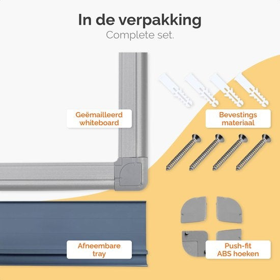 Goliving Whiteboard met Stiften - 60 x 90 cm - Magnetisch bord - Weekplanner - Schoolbord - Emaille Magneetbord