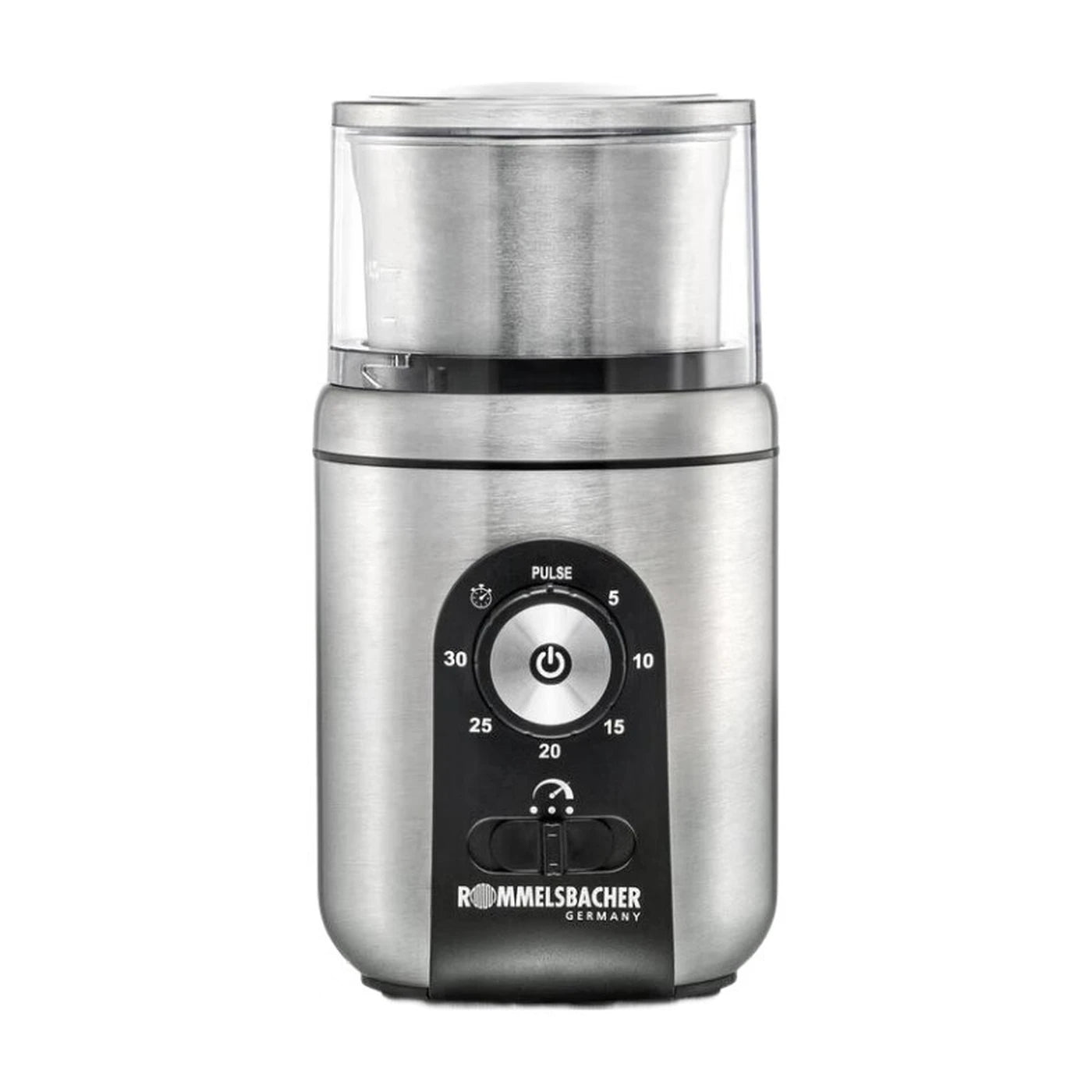 Rommelsbacher Koffie- & Kruidenmolen EGK 250 - Roestvrij Staal - 200 W - 2 Maalbekers - Pulsefunctie - 10,5 x 11,5 x 20,2 cm