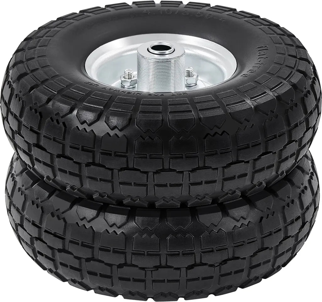 Yaheetech Massieve PU Wielen Set van 2 - Ø255 x 80 mm - Lekvrije Steekwagenwielen met 16 mm As
