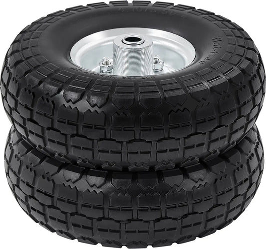 Yaheetech Massieve PU Wielen Set van 2 - Ø255 x 80 mm - Lekvrije Steekwagenwielen met 16 mm As