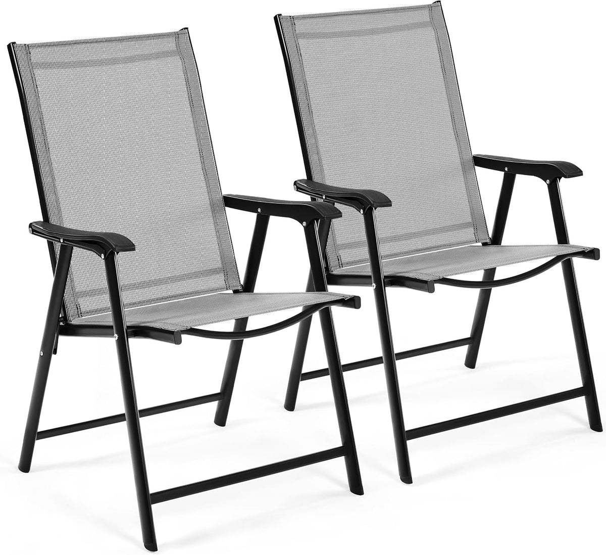 Yaheetech Tuinstoelen Set van 2 - Opvouwbare Klapstoelen met Rugleuning en Armleuningen - Bruin - 54 x 57 x 93,5 cm - Belastbaar tot 150 kg