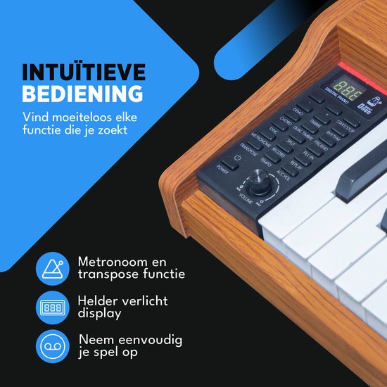 Finesse Digitale Piano - 88 Gewogen Toetsen - met Pedalen & Kruk - Keyboard Piano - Elektrische Piano - Volwassene & Kind