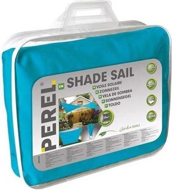 Perel Schaduwdoek, waterafstotend, 5 x 5 m, 160 g/m², polyester, vierkant, hemelsblauw