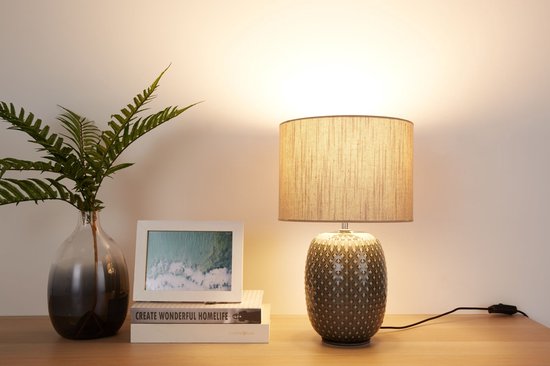 Pauleen LED Tafellamp Pretty Classy - E27 - Max. 60W - Wookamer, Slaapkamer & Eetkamer - Grijs/Beige