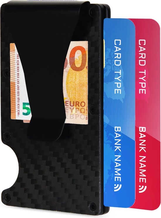 Northwall Pasjeshouder - Carbon Creditcardhouder met Geldclip - Money clip - RFID Anti-Skim - Maximaal 12 pasjes