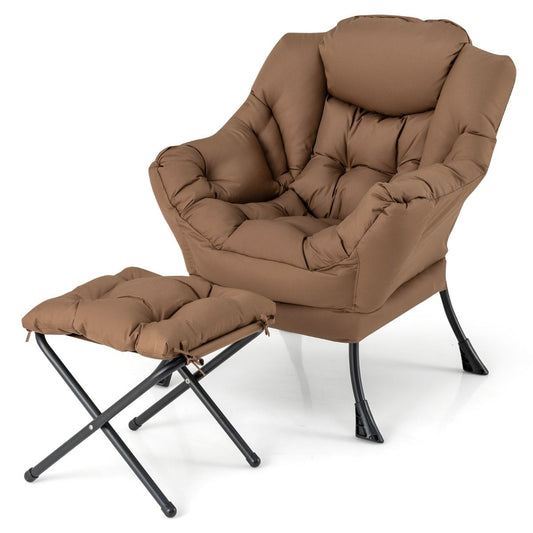 Coast Fauteuil met Kruk - Relaxstoel met armleuningen en voetensteun - Ergonomisch design - Bruin