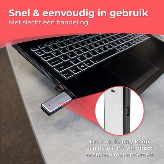 Nuvance - Afluisterapparatuur - Usb Stick Afluisterapparaat - Voice Recorder Digitaal - Spy Recorder - Dictafoon - Afluisteren & Opnemen
