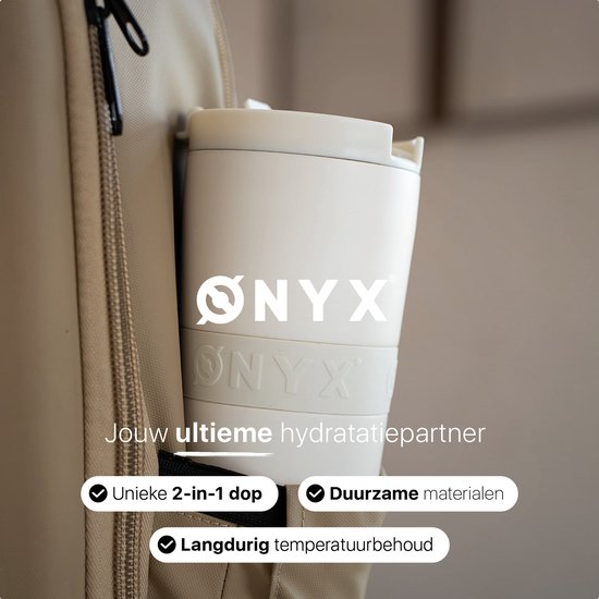 ONYX Drinkfles met Rietje 700ML - Waterfles voor Kinderen & Volwassenen - Thermosbeker RVS Travel Mug - Motiverende Drinkbus - Drinkbeker voor School - Coco White