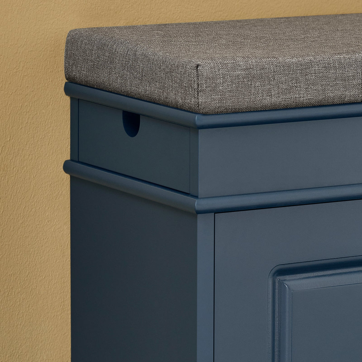 SoBuy schoenenbank FSR82-L-B met kussen, lade en haak - Blauw - 75 × 24 × 52 cm