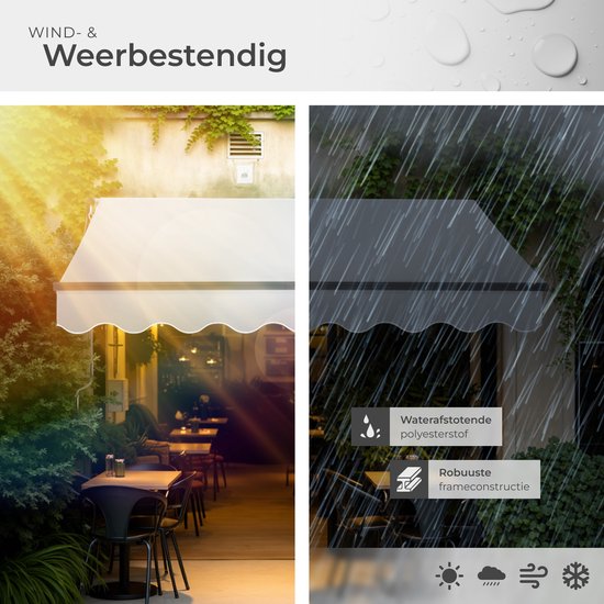 tectake® Zonnescherm met Knikarm - 250 x 200 cm - Zonneluifel - Zonwering voor Raam, Balkon, Buiten - Te Monteren aan Muur - Water- en UV-Bestendig - Lichtgrijs