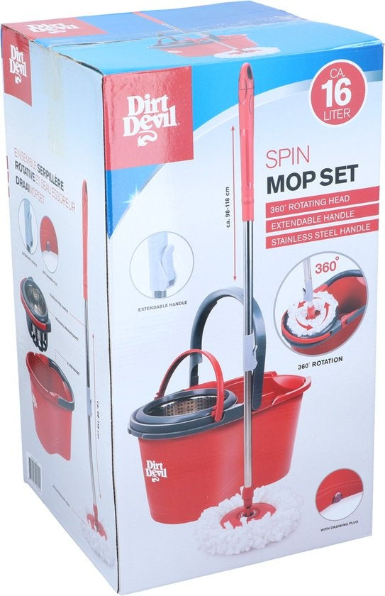 Dirt Devil Dweilsysteem met Wringer - 16 L - 17⌀ x 98 - 118 CM - Rood