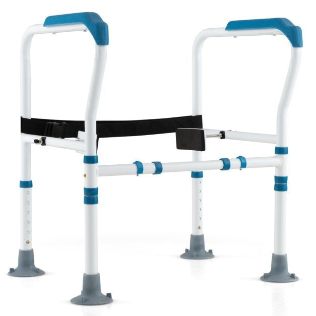 Coast Toiletsteunframe - 6-voudig Verstelbaar, Antislip, Senioren - B 62-68 x H 65,5-78 cm - Koolstofstaal/HDPE - Blauw/Wit