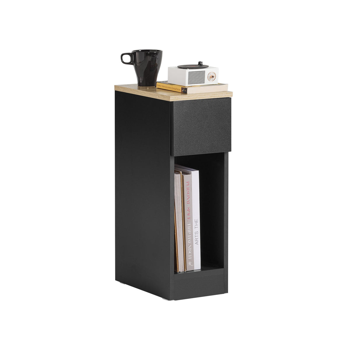 SoBuy Nachtkastje met Lade en Opbergvak - Set van 2 - 20x35x60 cm - Max. 20KG - Zwart