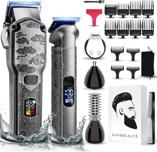 Professionele Draadloze 5-in-1 Tondeuse - Sansbeauté - Tondeuse Mannen Hoofdhaar - Cheveux Haar - Haartrimmer - Kapper Haar Machine - Haartondeuse - Trimmer Baard - Barbe Hair Clipper - Kapper Buddha Trimmer - Barber Set - Kappersset