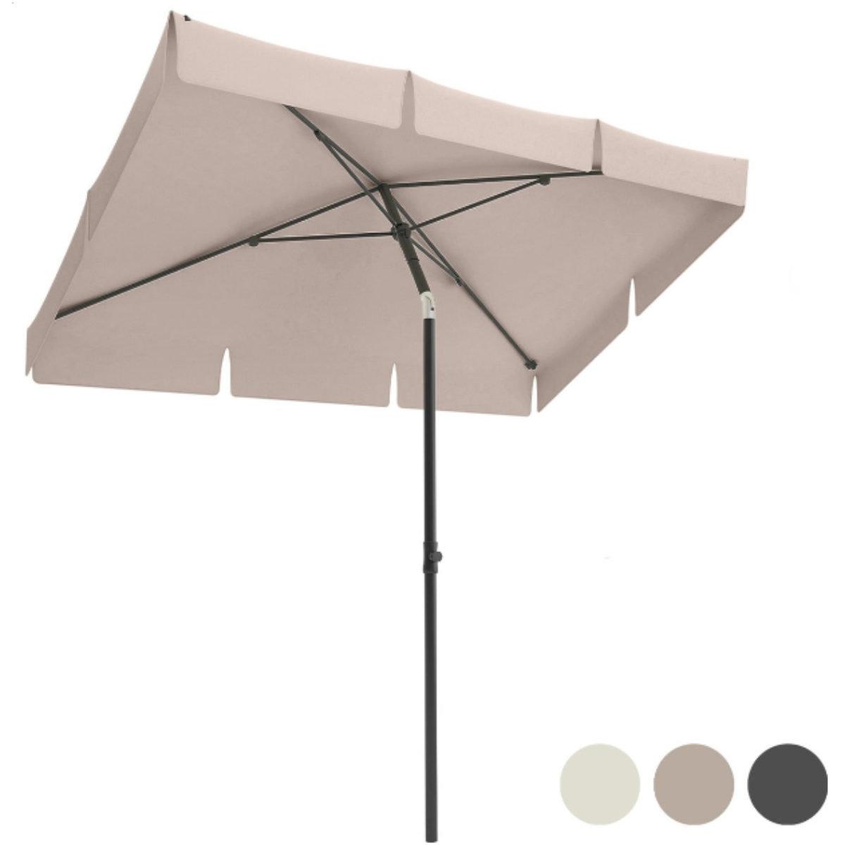 LifeGoods Parasol - Balkonparasol - 200x125cm - 30° Kantelbaar - Waterdicht - met Hoes - Taupe