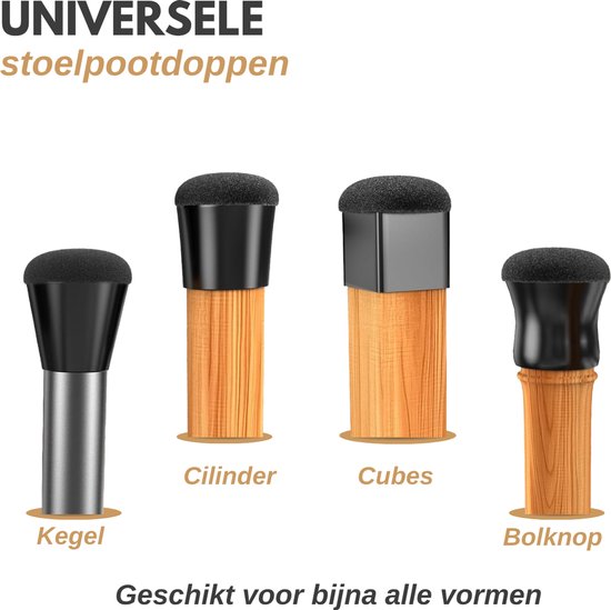 Vaive Stoelpoot Beschermers Rond met Vilt – 24 Stuks – Stoelpootdoppen Ø24-30 mm – Vloerbescherming voor Stoelen - Zwart