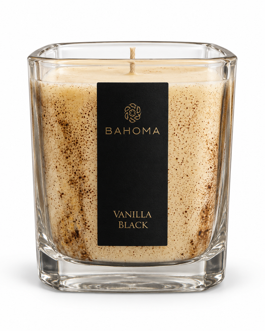 Bahoma Geurkaars Vanilla Black - Obsidian Collection - 8 x 9 cm - Zwart