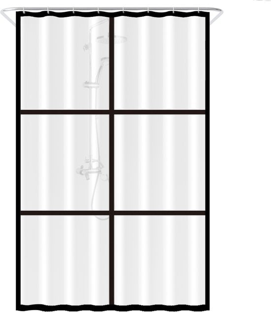 Loti Living Douchegordijn Anti Schimmel – Mat Transparant Zwart - Inclusief ringen – Waterdicht - PEVA - Douchegordijn 120x200 cm