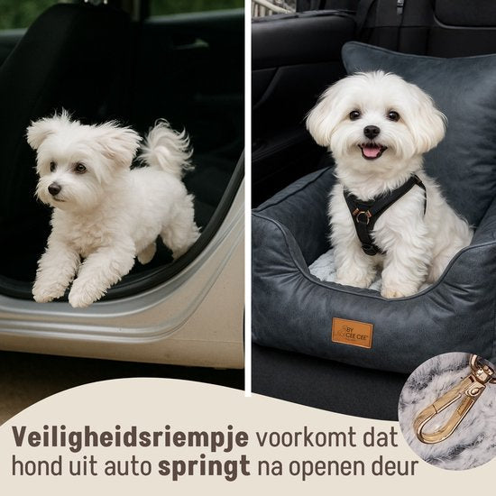 By Cee Cee Hondenmand Auto – Zeer Luxe Auto Hondenmand - Autostoel Hond Achterbank - Automand Hond - Hondendeken Auto - Autozit Hond - Ook Voor Bijrijdersstoel – Antraciet - Ameline