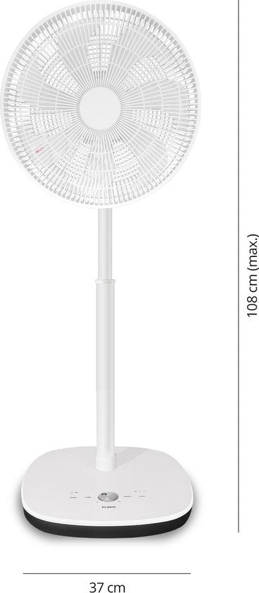 FlinQ Statiefventilator -  Stil  met 90° Draaibeweging - Bedienen met App of Afstandsbediening - Wit
