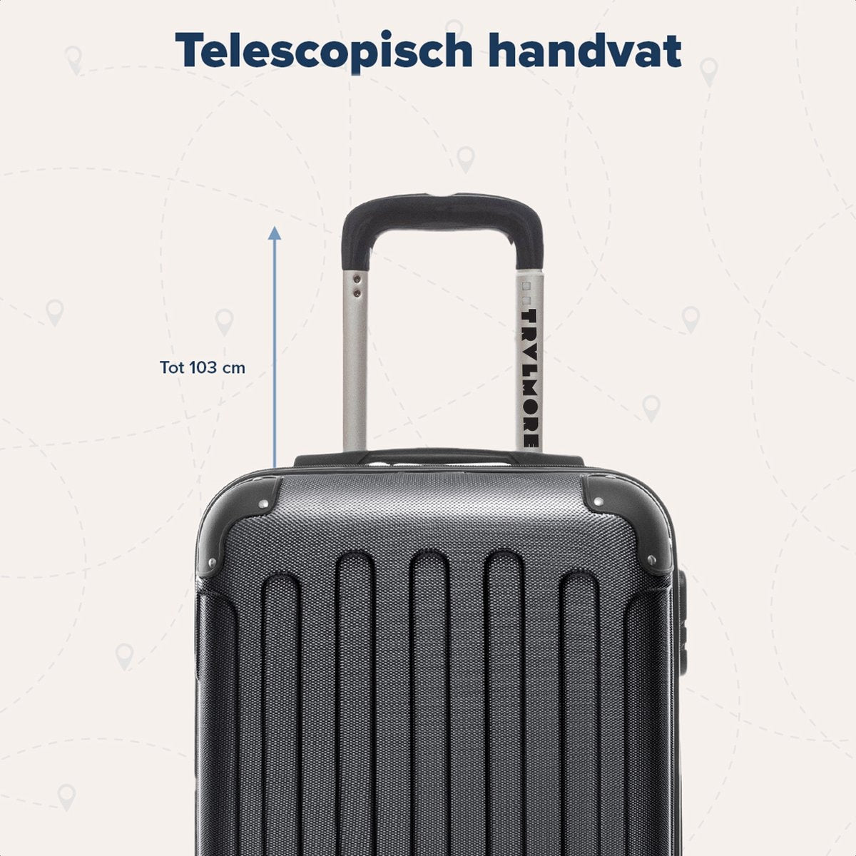 TRVLMORE Kofferset - 2 Delig - 38L Handbagage + 110L Ruimbagage - Zwart