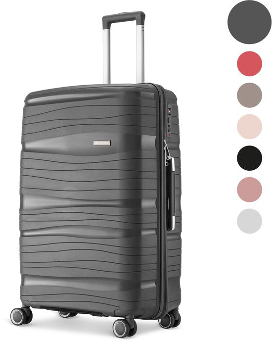SC Travelin' Charm – 28-inch Grote Reiskoffer - Cijferslot - 41x24x69 cm - 98L - Lichtgewicht, Waterdicht & Duurzaam - Zwart